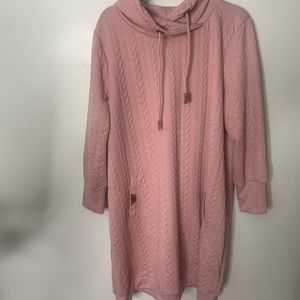 Pink Long Hooded Sweater